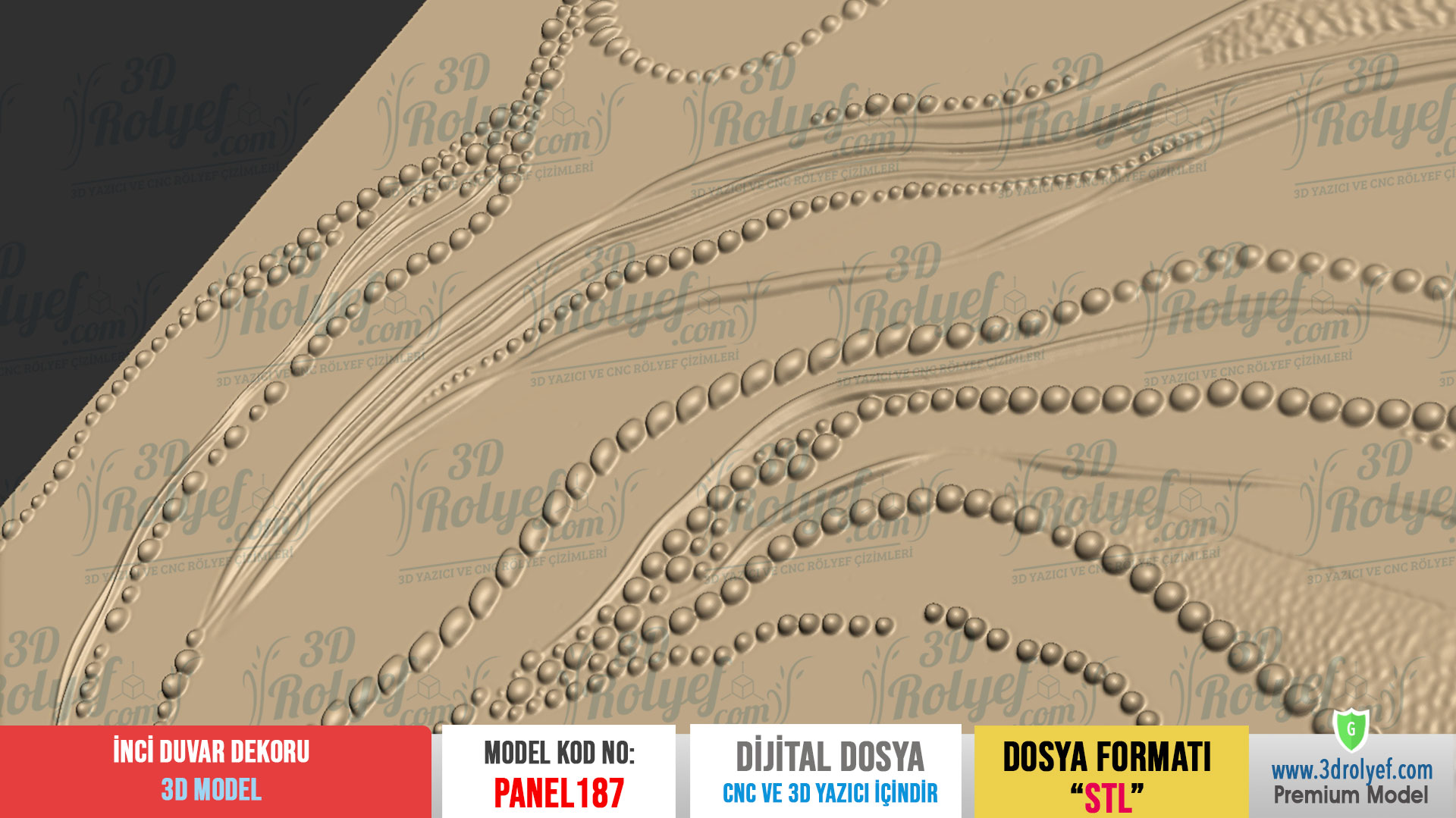 Panel187 - İnci Modern 3D Duvar Dekoru | CNC & 3D Yazıcı İçin 3D Model - Görsel 4