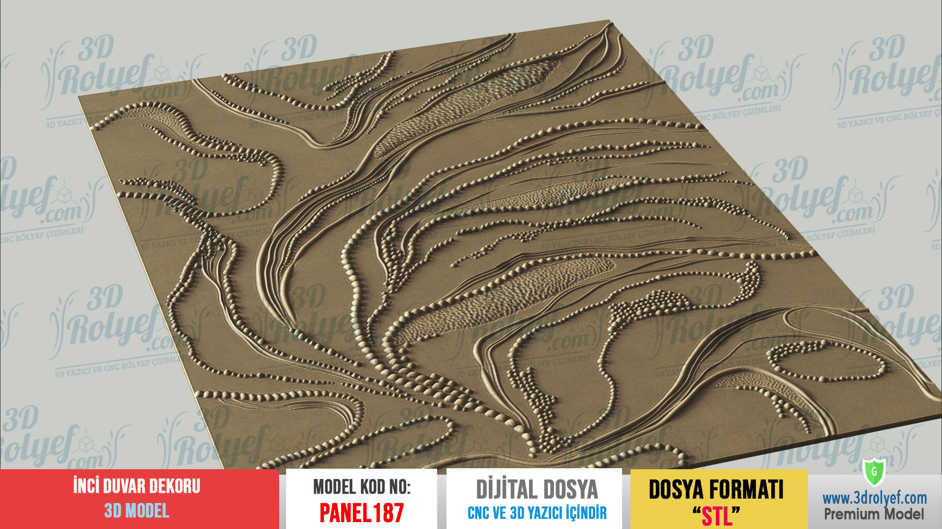 Panel187 - İnci Modern 3D Duvar Dekoru | CNC & 3D Yazıcı İçin 3D Model - Görsel 3