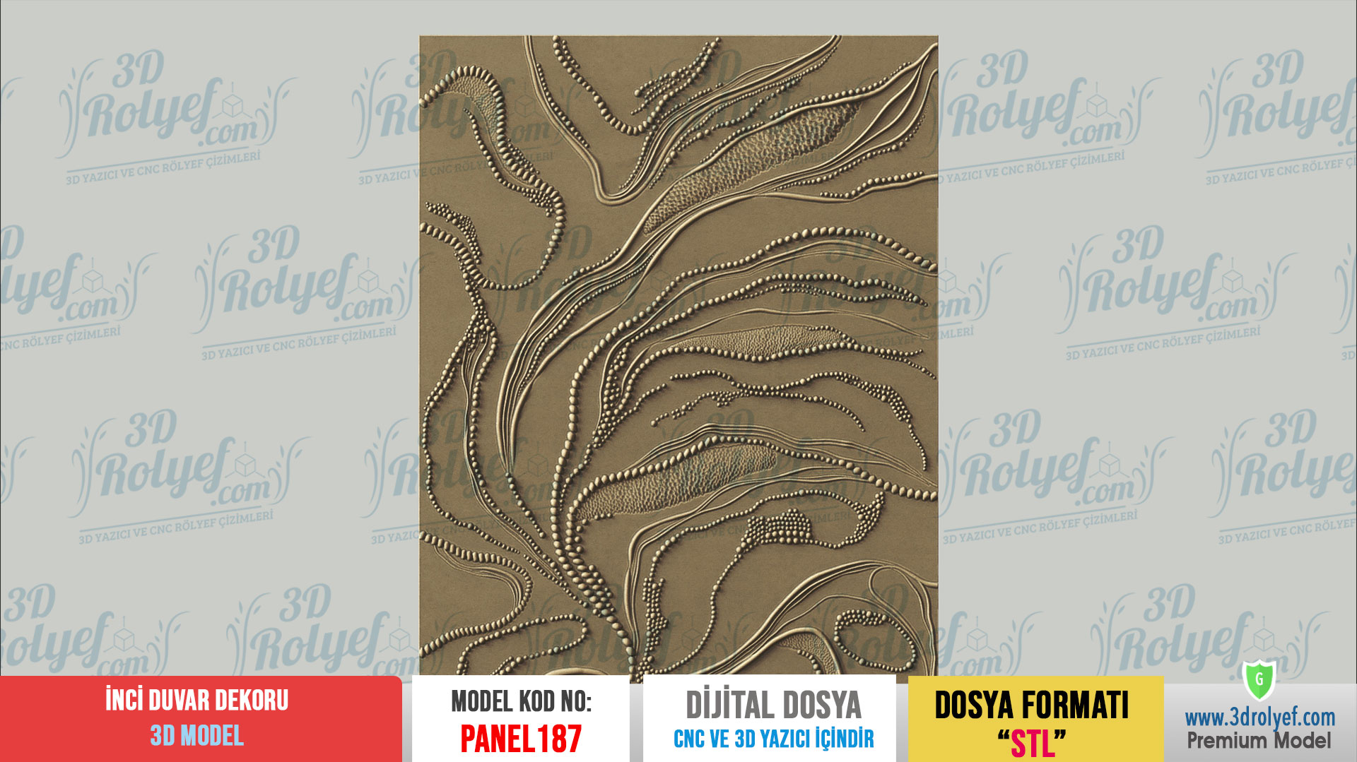 Panel187 - İnci Modern 3D Duvar Dekoru | CNC & 3D Yazıcı İçin 3D Model - Görsel 2