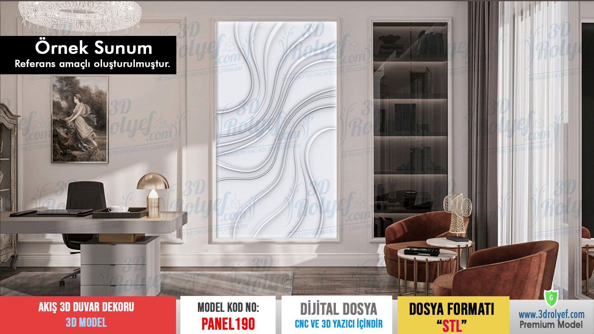 Panel190 - Akış Modern Duvar Dekoru | CNC & 3D Yazıcı İçin 3D Model