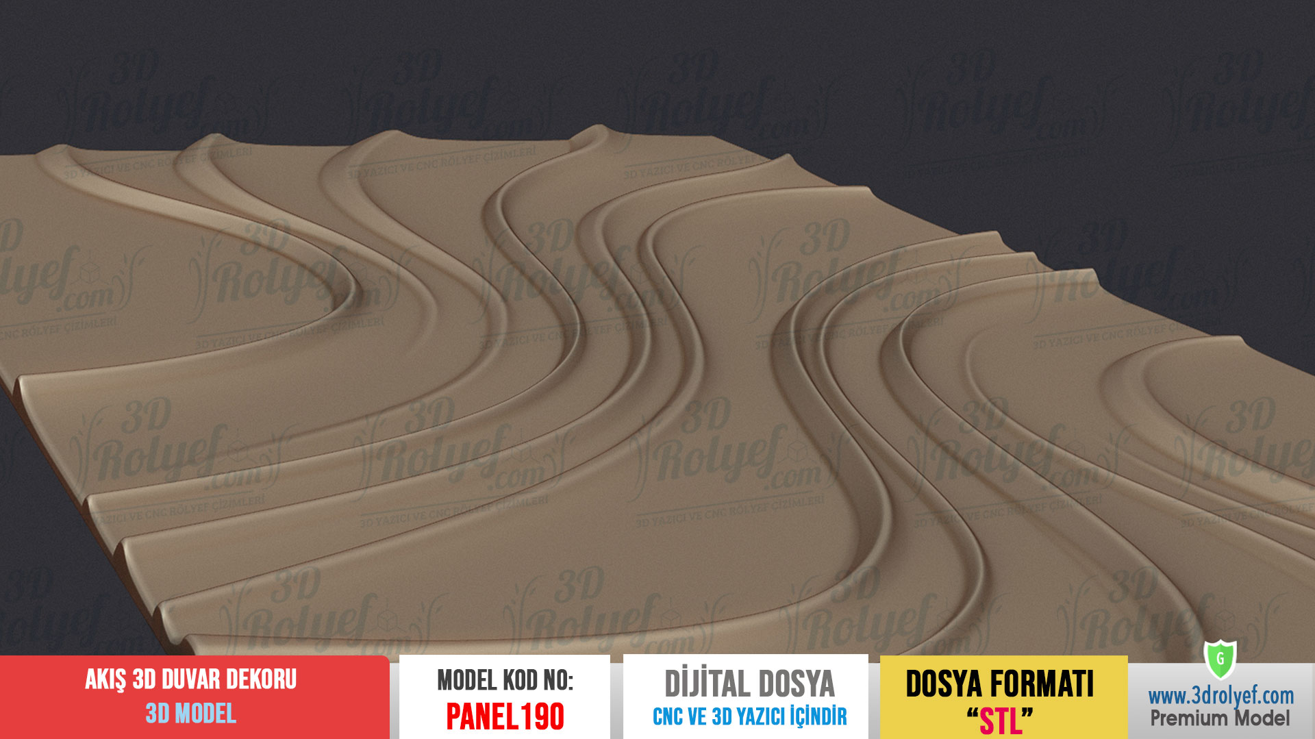 Panel190 - Akış Modern Duvar Dekoru | CNC & 3D Yazıcı İçin 3D Model - Görsel 3