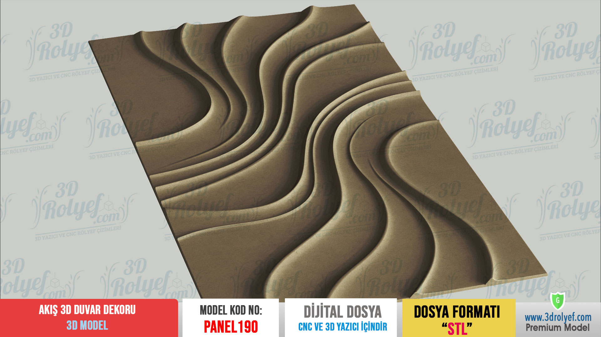 Panel190 - Akış Modern Duvar Dekoru | CNC & 3D Yazıcı İçin 3D Model - Görsel 4