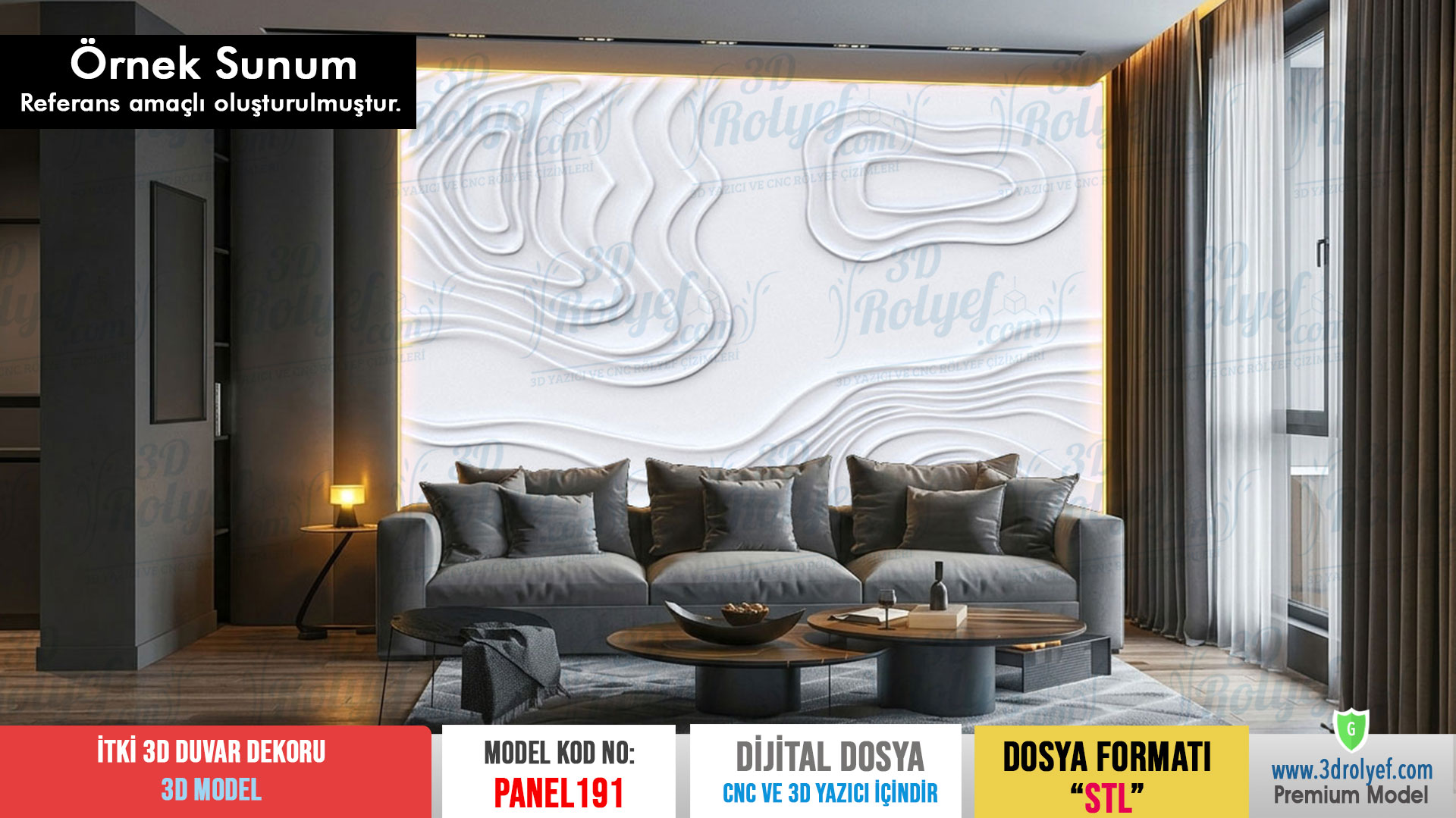 Panel191 - İtki Modern Duvar Dekoru | CNC & 3D Yazıcı İçin 3D Model