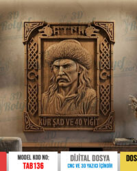 Tab136 | Kür şad ve 40 Yiğit tablosu 3D Rölyef Modeli – 3D Yazıcı ve CNC Router için Hazır Model Dijital Dosya